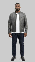 Men's Grey Leather Jackets leathertex