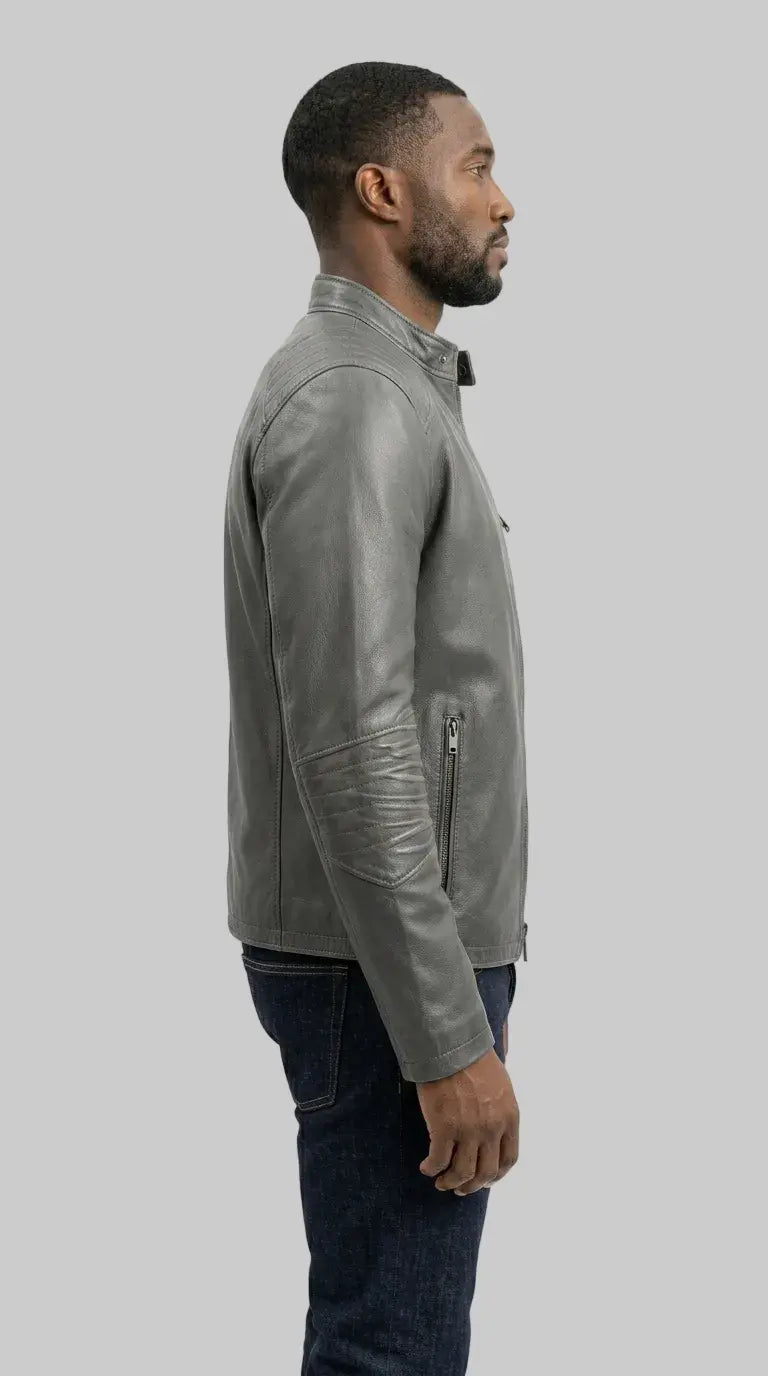Men's Grey Leather Jackets leathertex