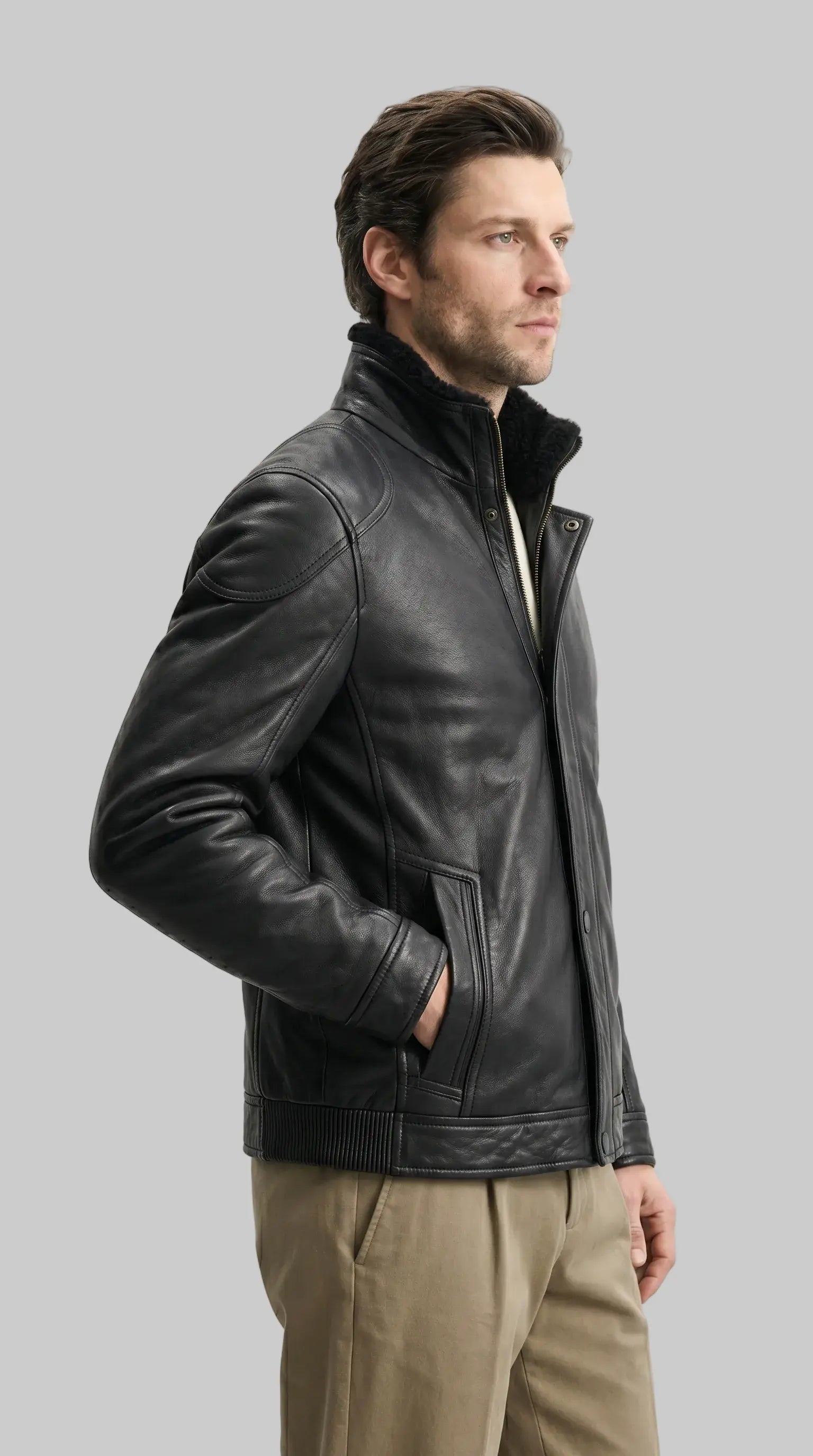 Men's Shearling Bomber leathertex
