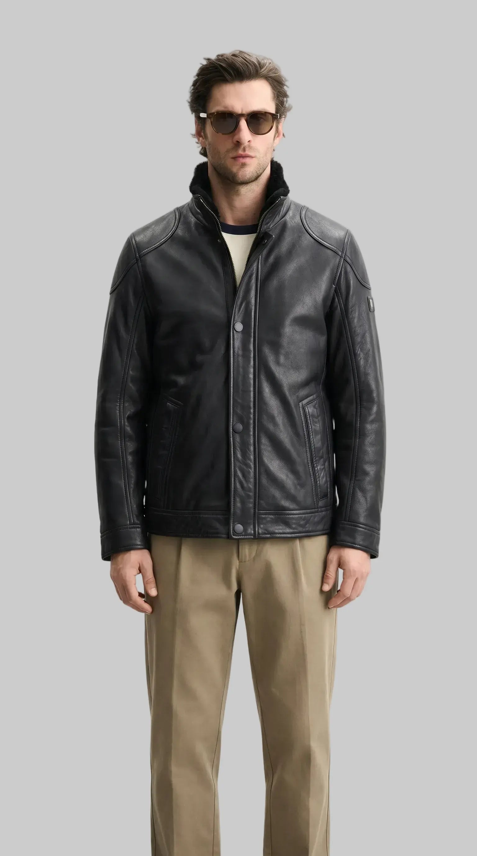 Men's Shearling Bomber leathertex
