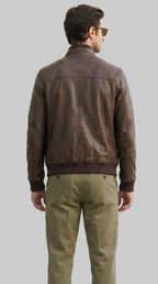 N.COP Brown Leather Bomber leathertex