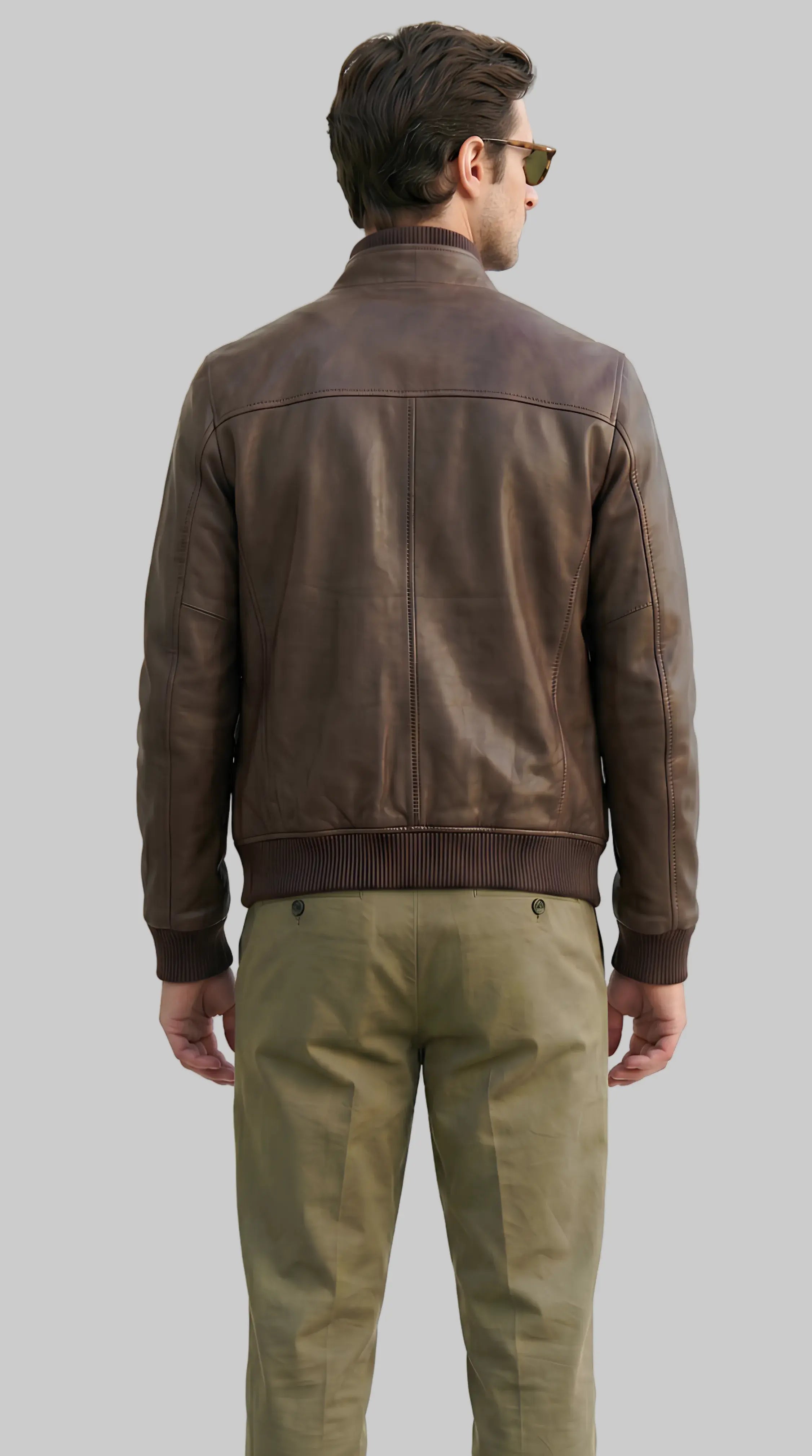 N.COP Brown Leather Bomber leathertex