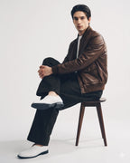 N.COP Brown Leather Bomber leathertex
