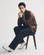 N.COP Brown Leather Bomber leathertex