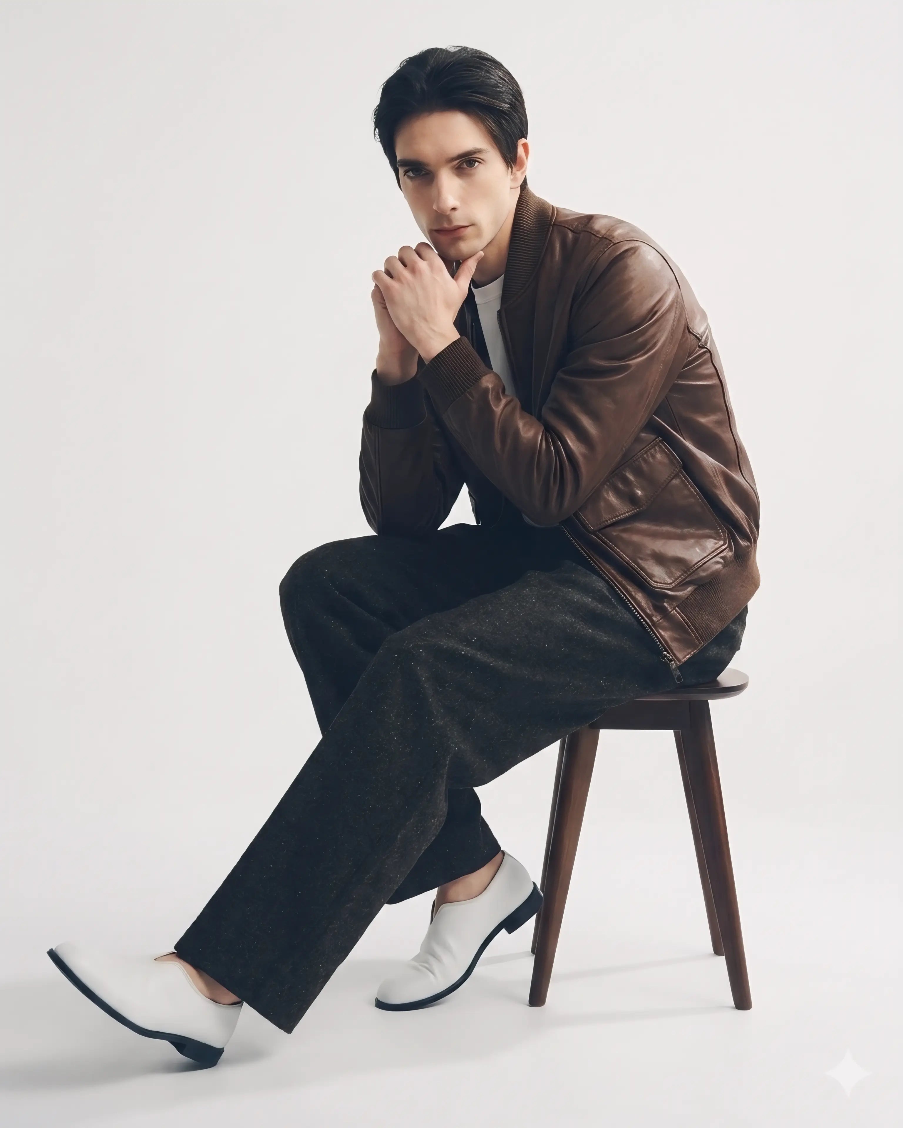 N.COP Brown Leather Bomber leathertex
