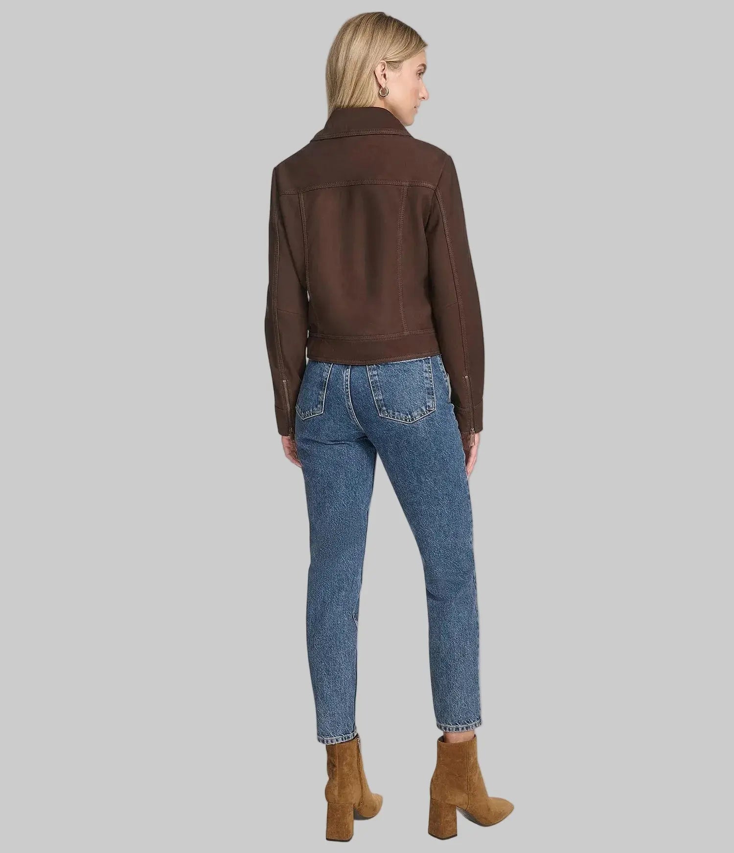 Sheepskin trucker jacket with chest flap pockets