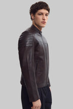RUSTY BROWN MOTO JACKET leathertex