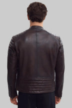 RUSTY BROWN MOTO JACKET leathertex