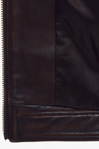 RUSTY BROWN MOTO JACKET leathertex
