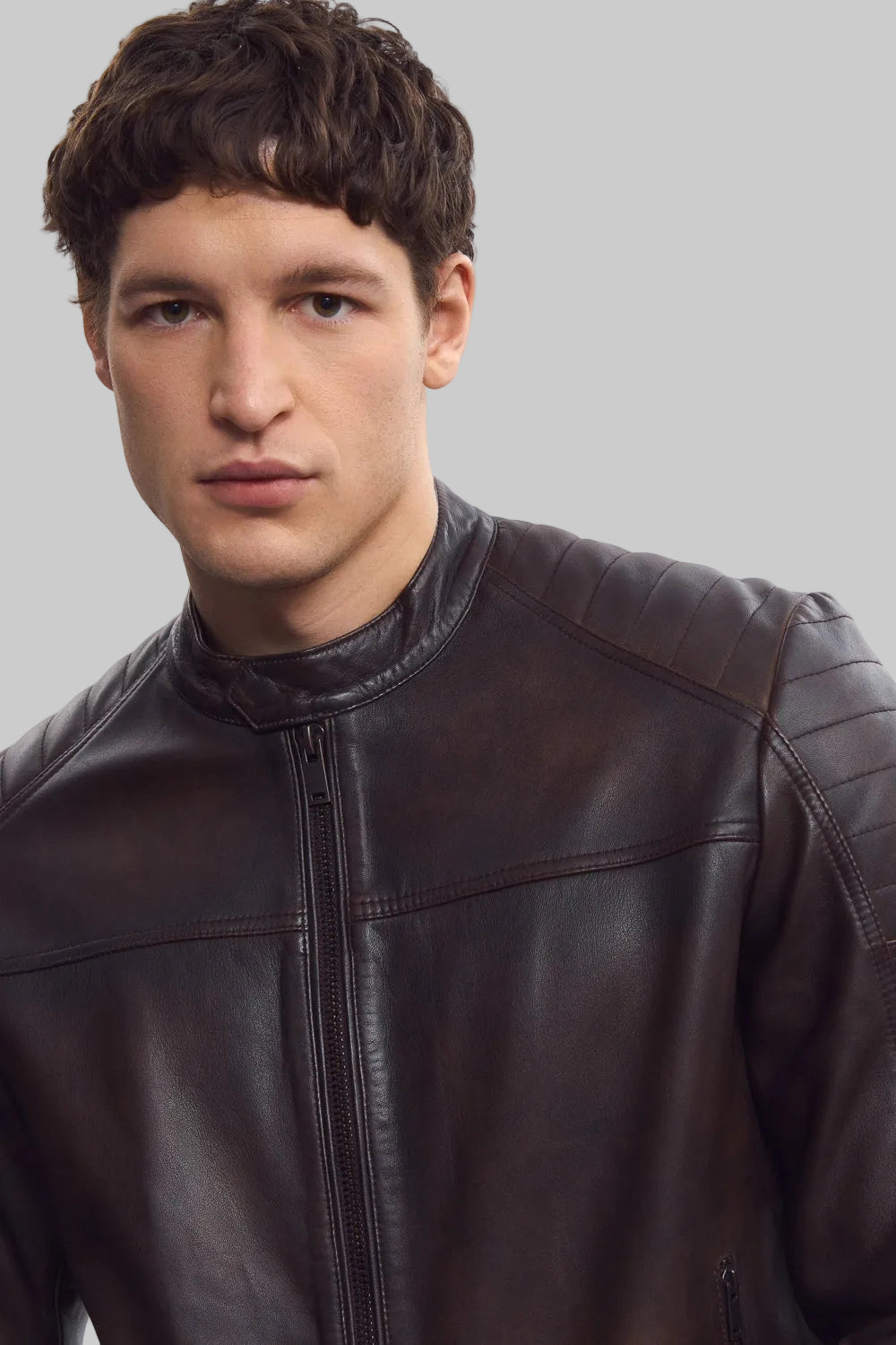 RUSTY BROWN MOTO JACKET leathertex