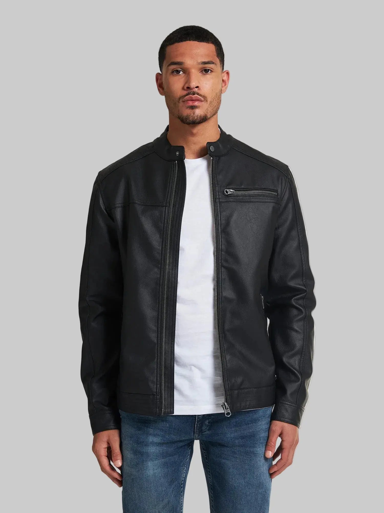 Slim Fit Biker Jacket leathertex