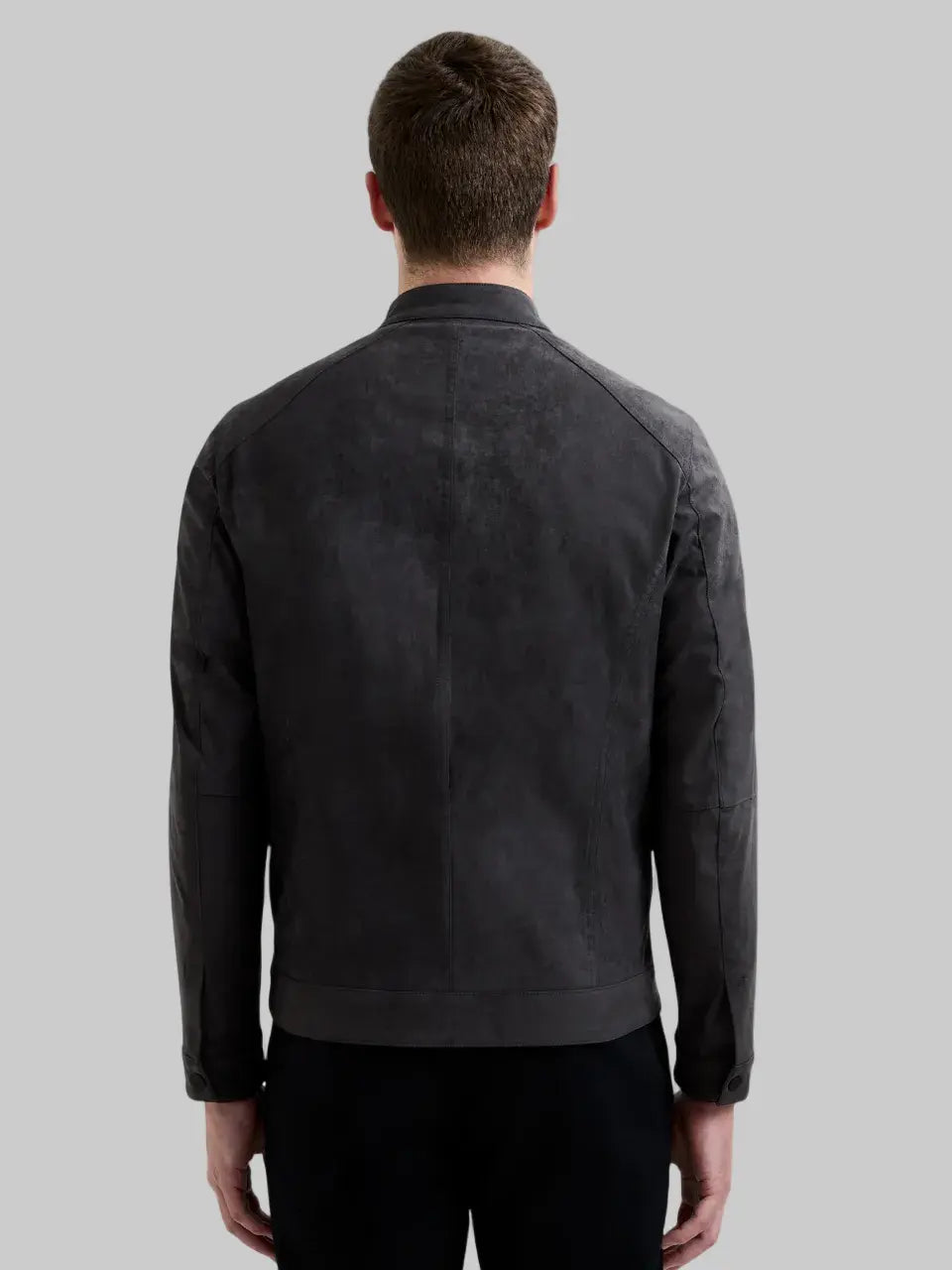 Charcoal Suede Bomber Jacket leathertex
