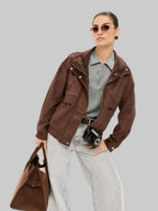 Suede Button-Up Jacket leathertex