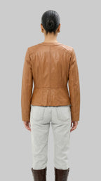 Tan Collarless Leather leathertex