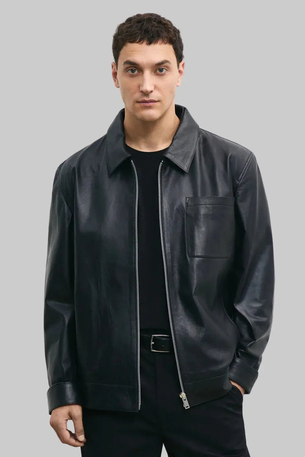 Black Leather Coach Jacket for Men | The Leather Coach - leathertex