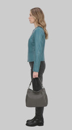 Turquoise Moto Jacket leathertex