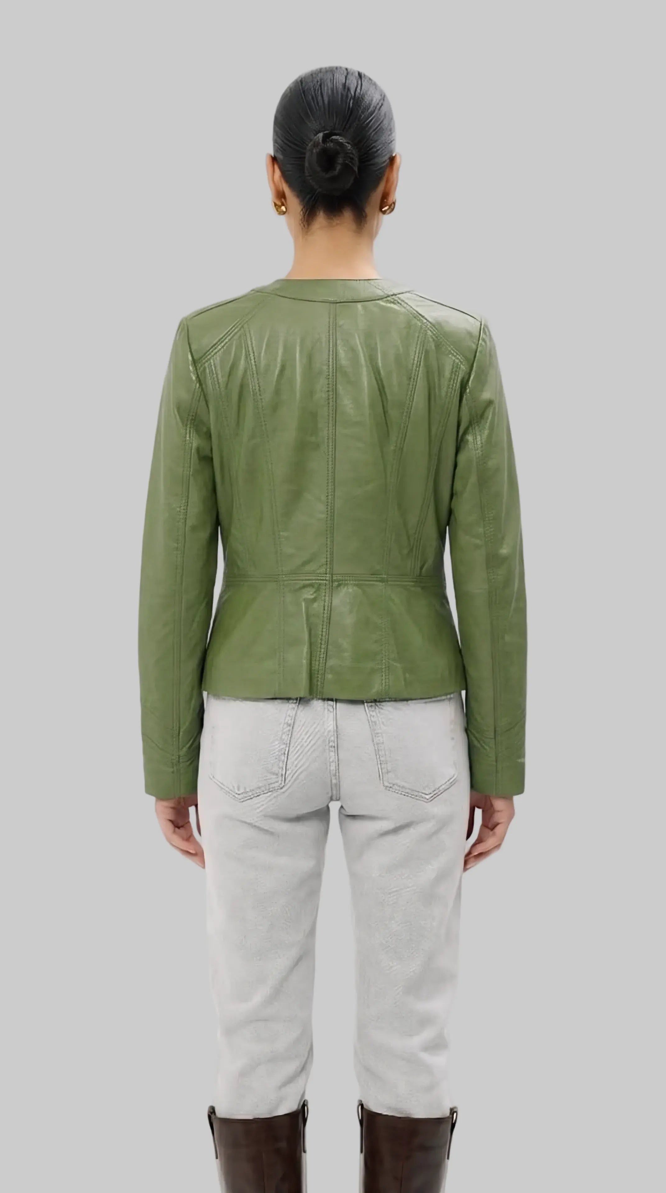 Apple Green Leather Jacket leathertex