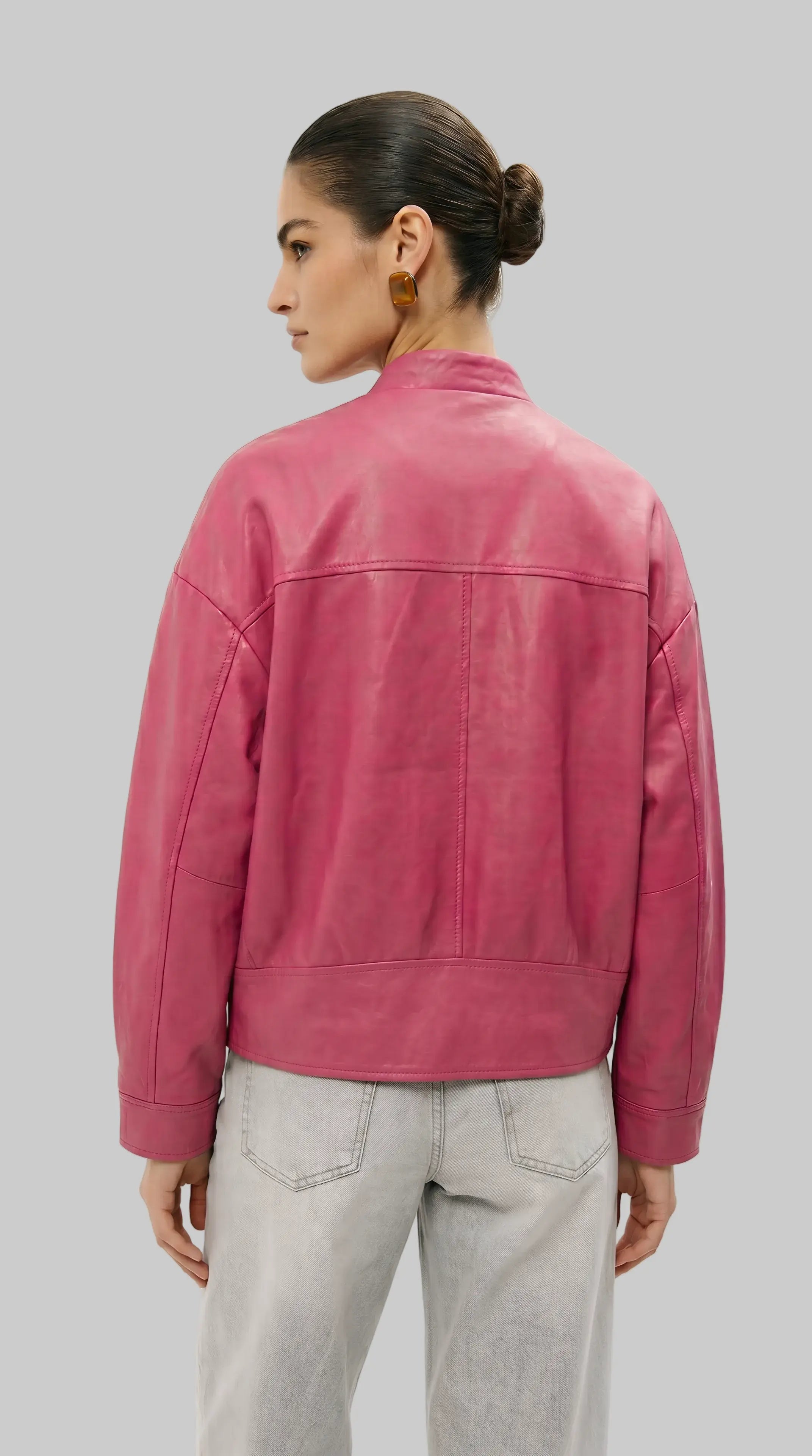 Pink Oversize Bomber Jacket leathertex