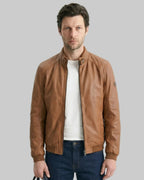 Brown Racer Jacket leathertex
